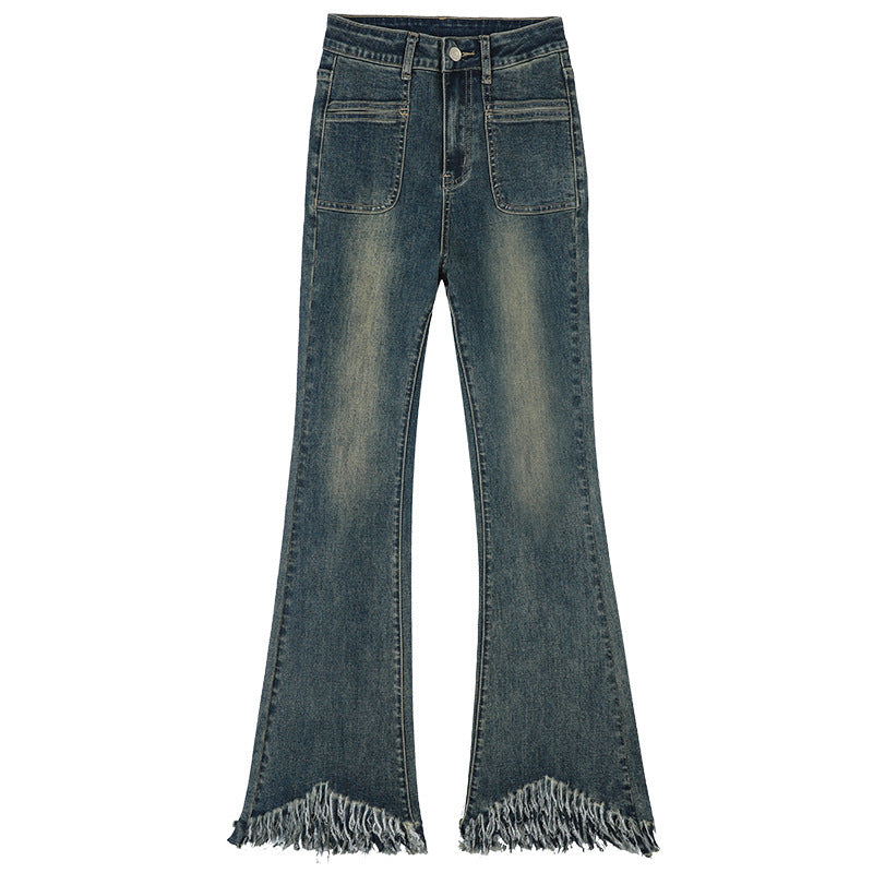 Tight Flared Jeans with frayed ends