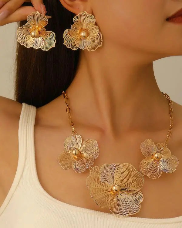2PCS Jewelry Set Hollow Out Flower Set