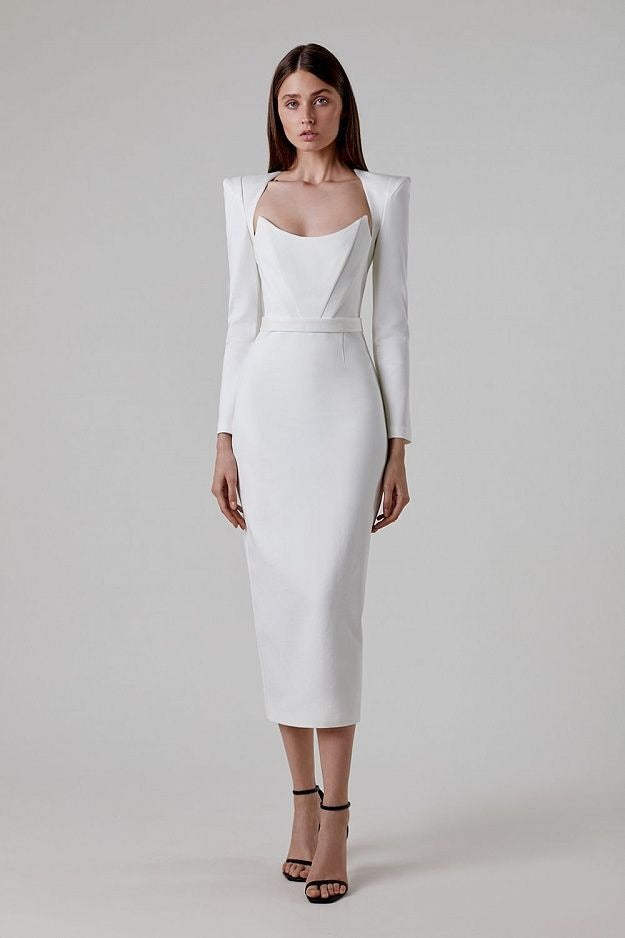 Beauty Fashion Sexy Temperament Simple Bandage Dress Long Dress