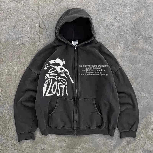 I'M LOST Kapuzenpullover mit Reißverschluss