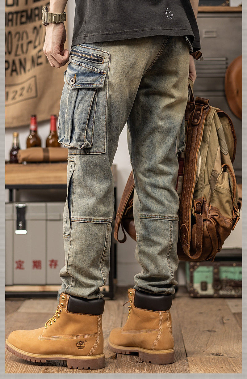 Washed Retro Slim Fit Straight Leg Casual Pants