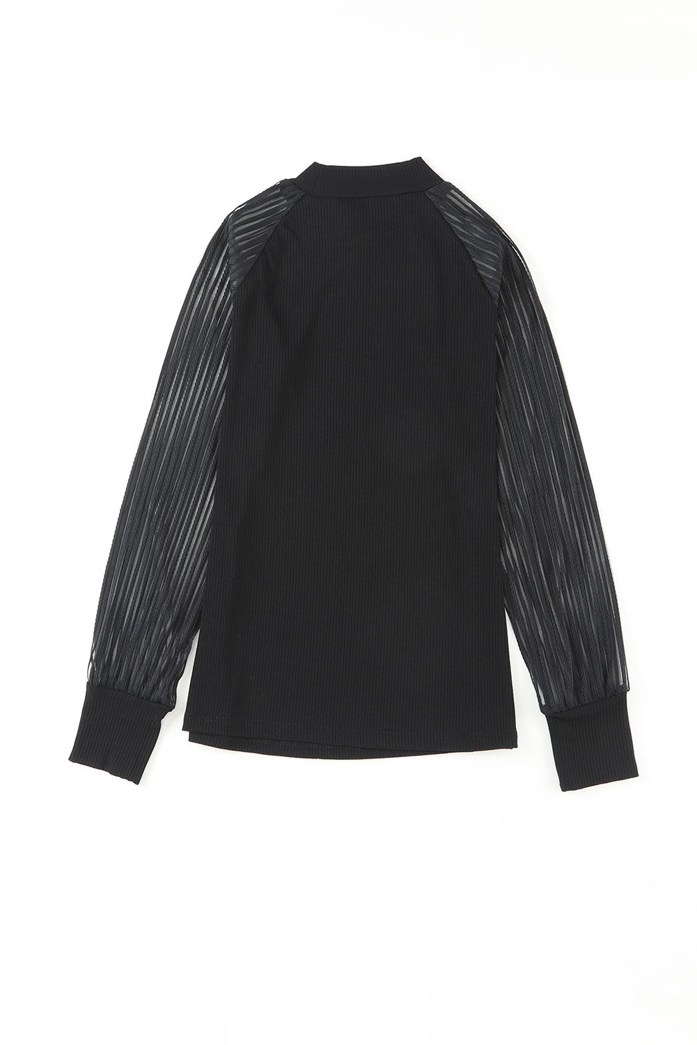 Black Basic Mesh Long Sleeve Top