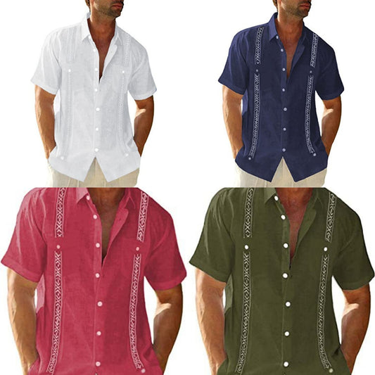 Lässiges kubanisches Guayabera-Hemd für Herren, Streetwear-Designer