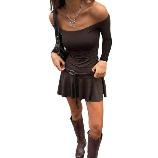 Women's ruffled sexy strapless dress