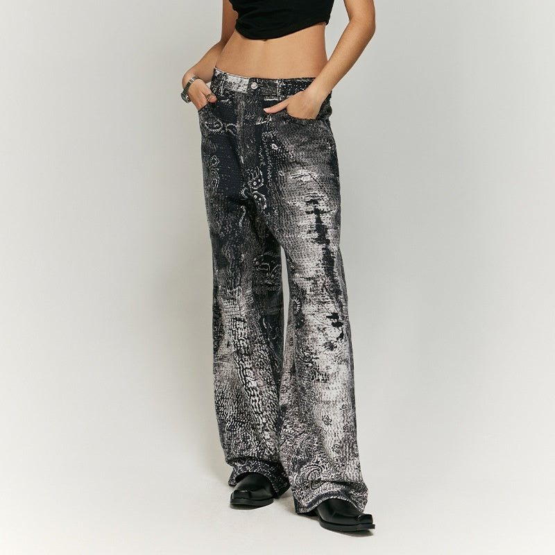Vintage Paisley Digital Printing Jeans