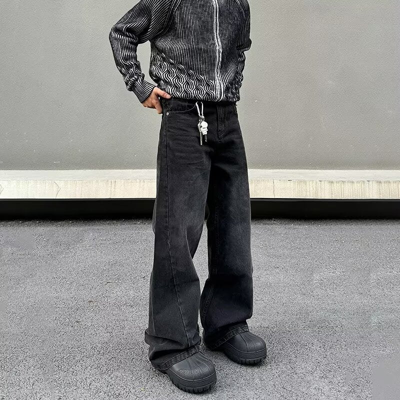 High Street Twill Fabric Retro Patchwork Jeans