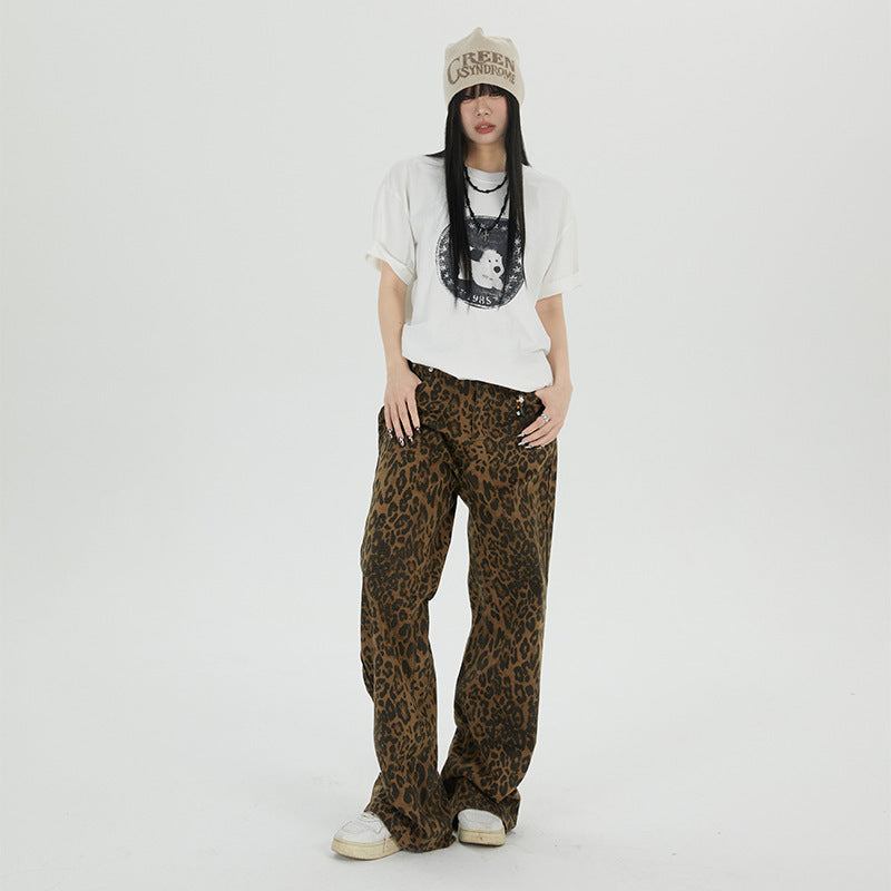 Leopard Flattering Jeans Wide Leg