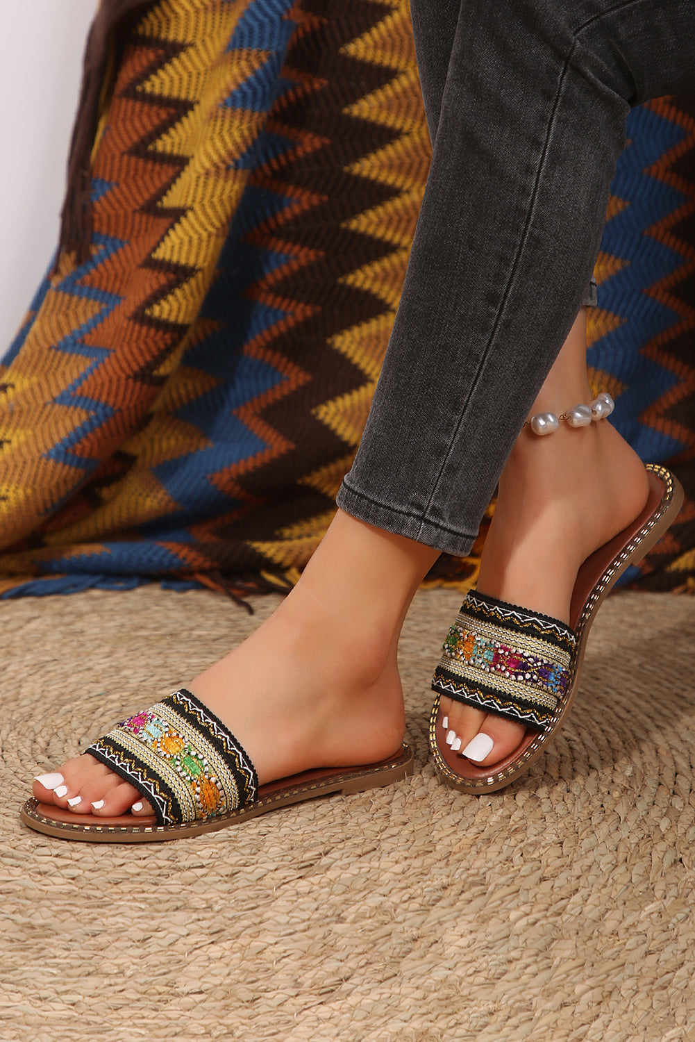 Chestnut Bohemian Pattern Slippers