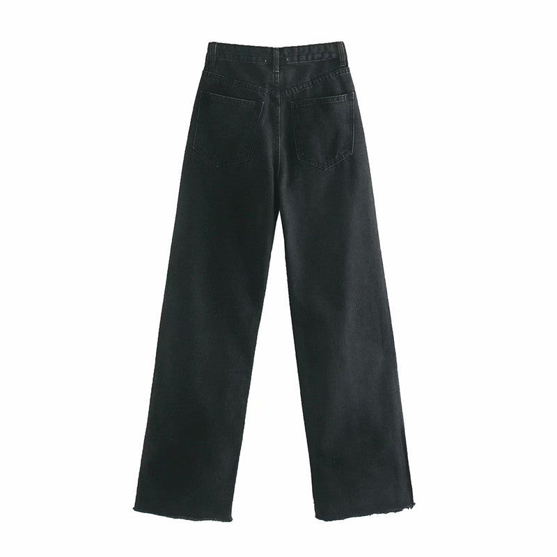 Black Wide-leg High-waist Jeans