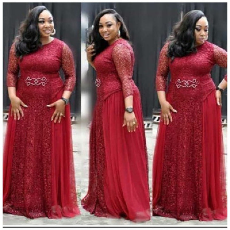 Plus Size long sleeve silk dress