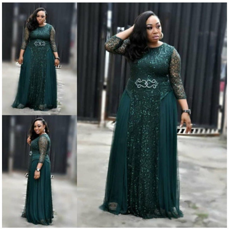 Plus Size long sleeve silk dress
