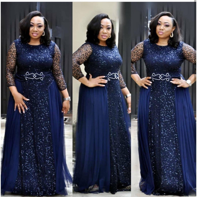 Plus Size long sleeve silk dress