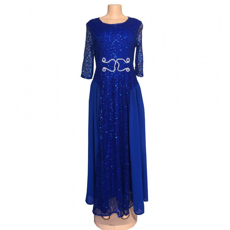 Plus Size long sleeve silk dress