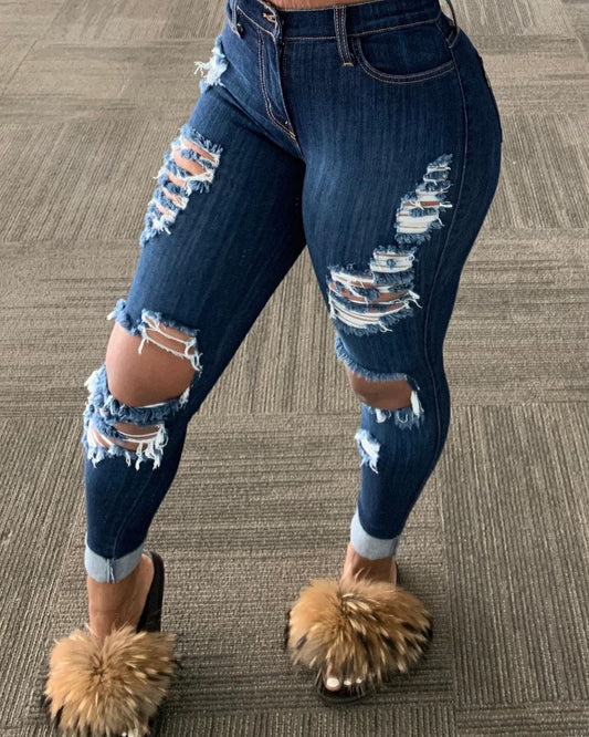 Ripped tight jeans