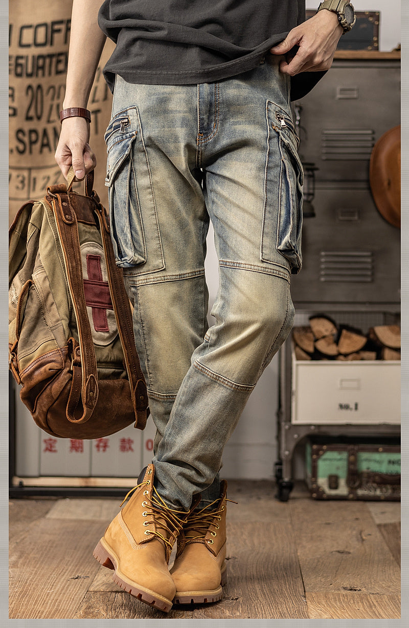 Washed Retro Slim Fit Straight Leg Casual Pants
