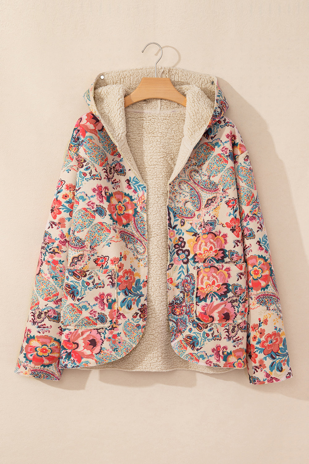 Vintage Floral Printed Hooded Jacket