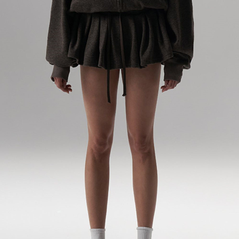 Silk Wool Casual Sports Loose Fit Hoodie Half Skirt Set