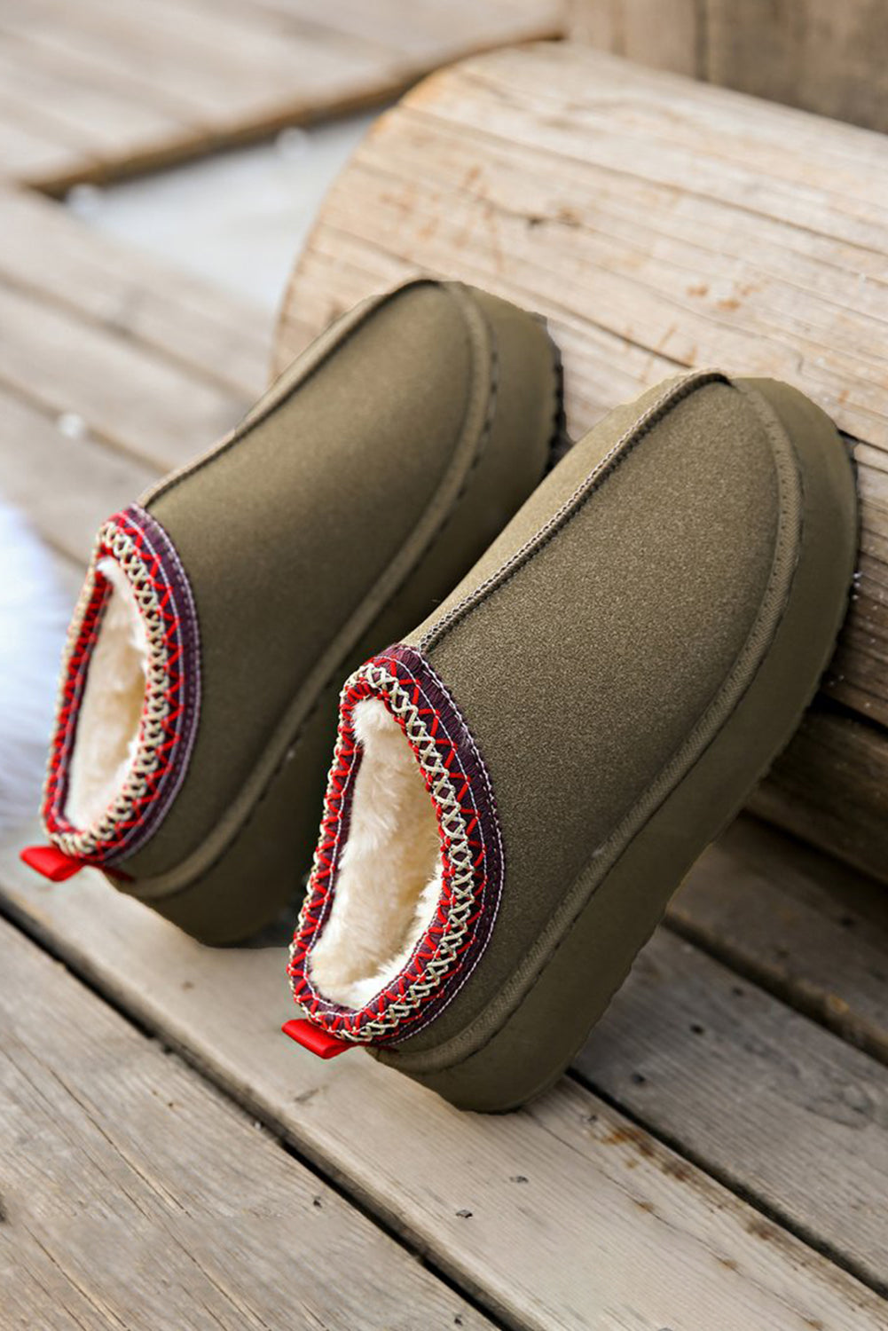 Sage Green Contrast Snow Boots