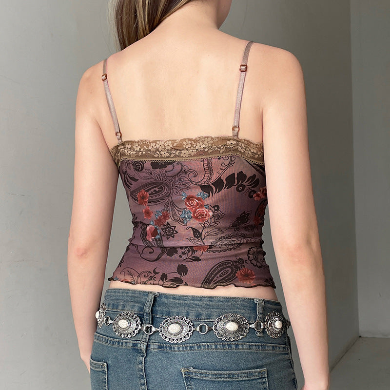 Vintage Retro Flower Print Camisole