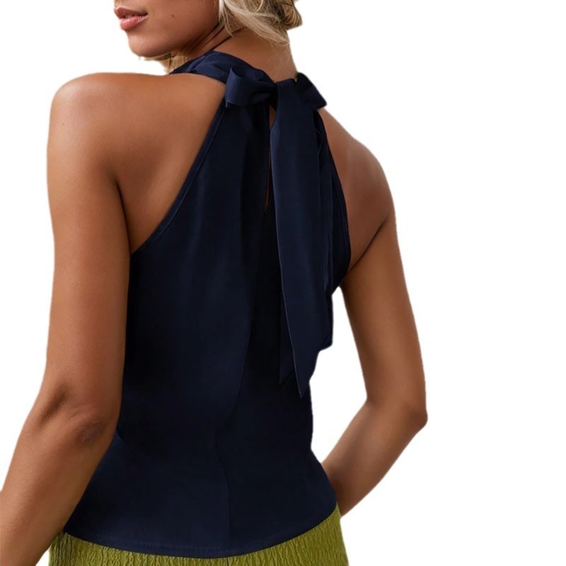 Elegant Shirt With Halter Neckline Tops