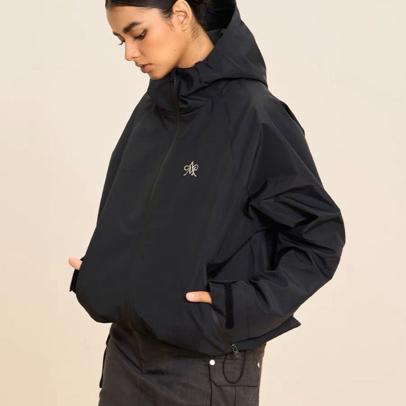 Solid Color Zip-up Jacket Waterproof