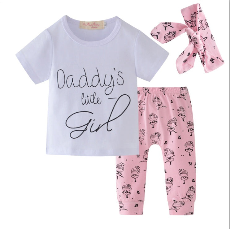 Daddy's Little Girl T-shirt Pants Headband Set