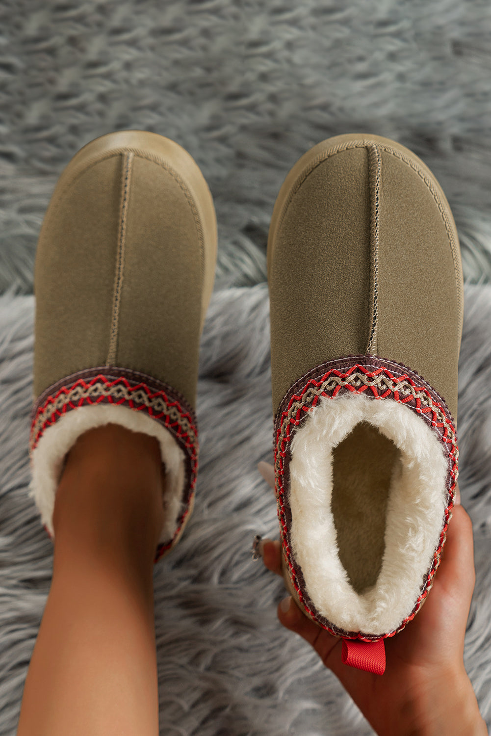 Sage Green Contrast Snow Boots