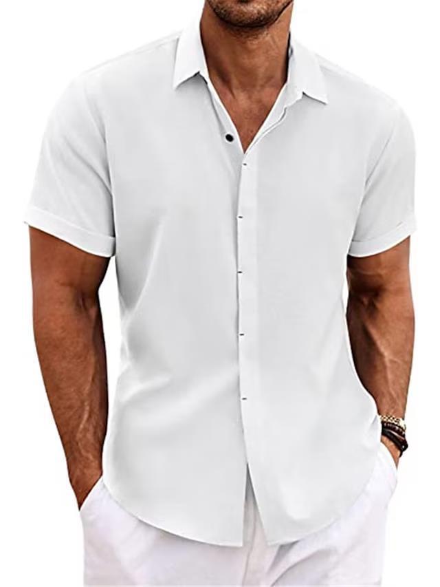 Lockeres Kurzarm-T-Shirt aus Leinen in einfarbiger Optik für Herren