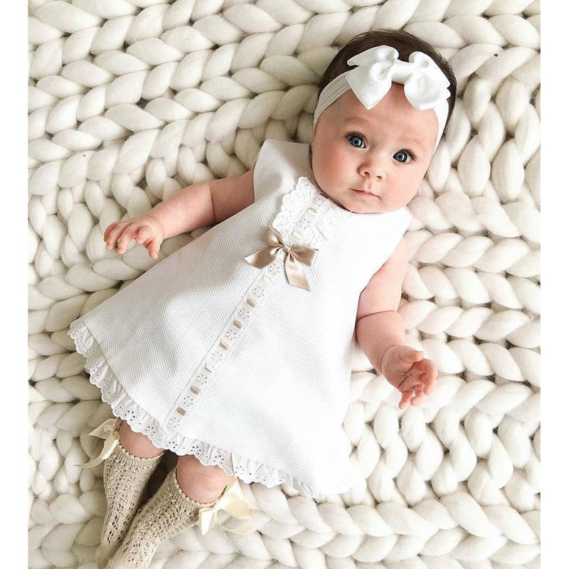 Ärmelloses Babykleid mit Schleife für Mädchen