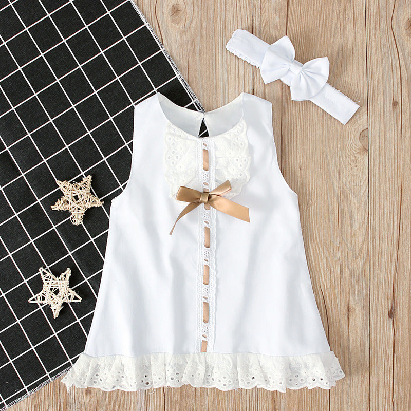 Ärmelloses Babykleid mit Schleife für Mädchen