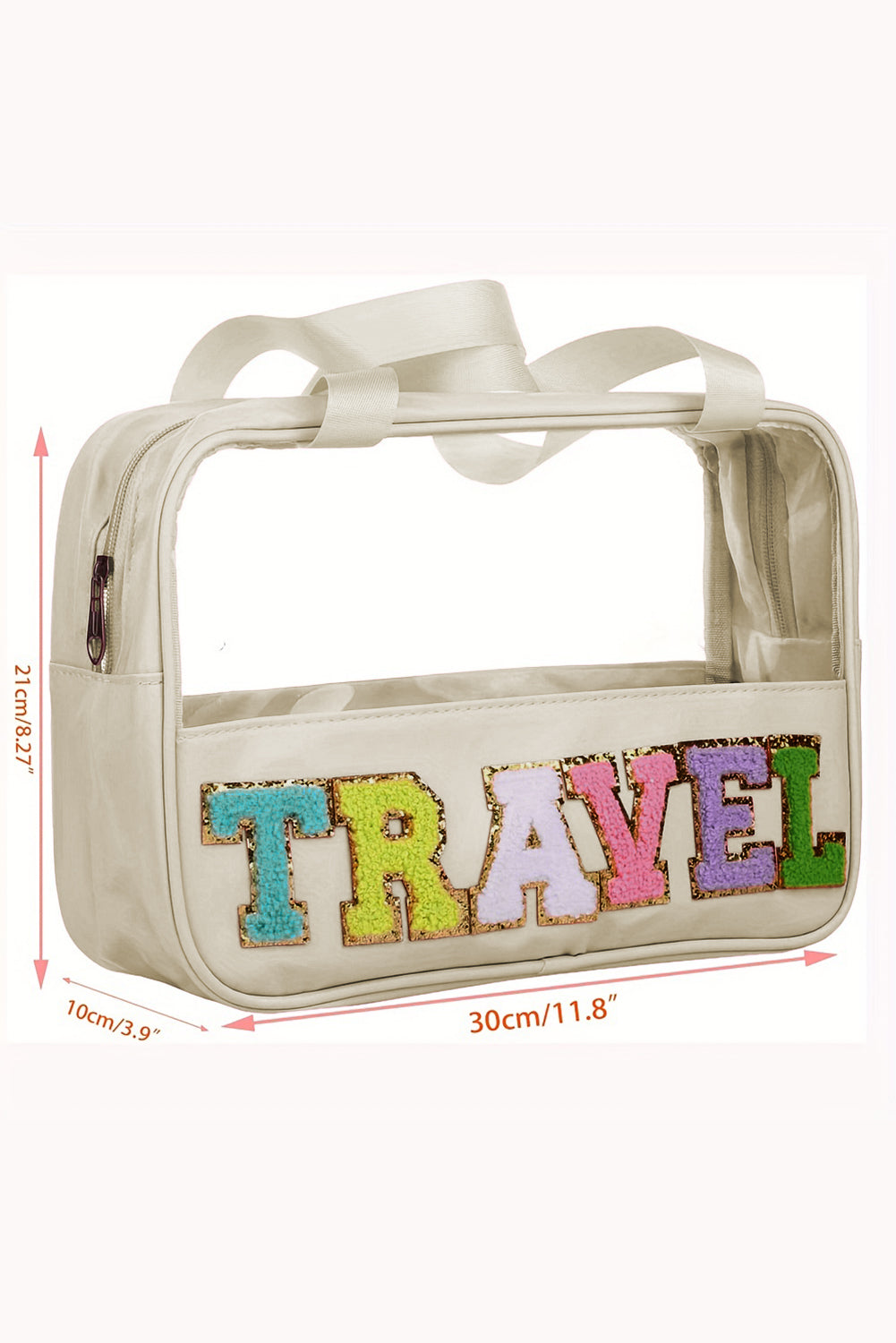 Bolsa de maquillaje transparente de viaje con diseño de pergamino