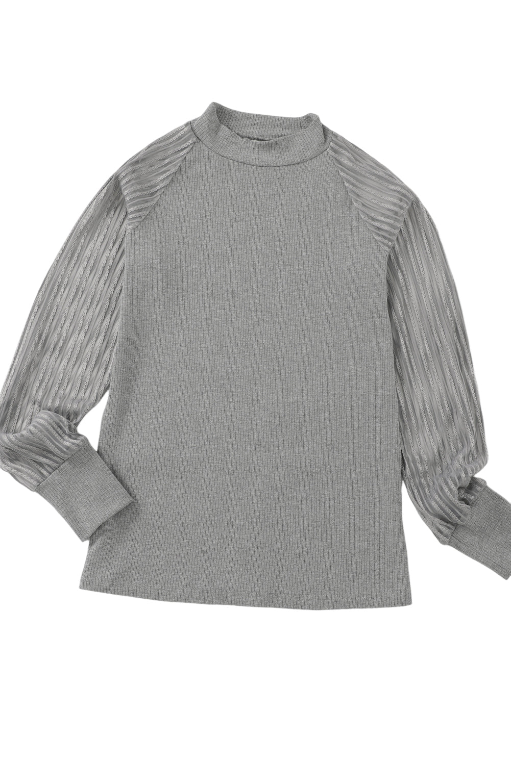 Black Basic Mesh Long Sleeve Top