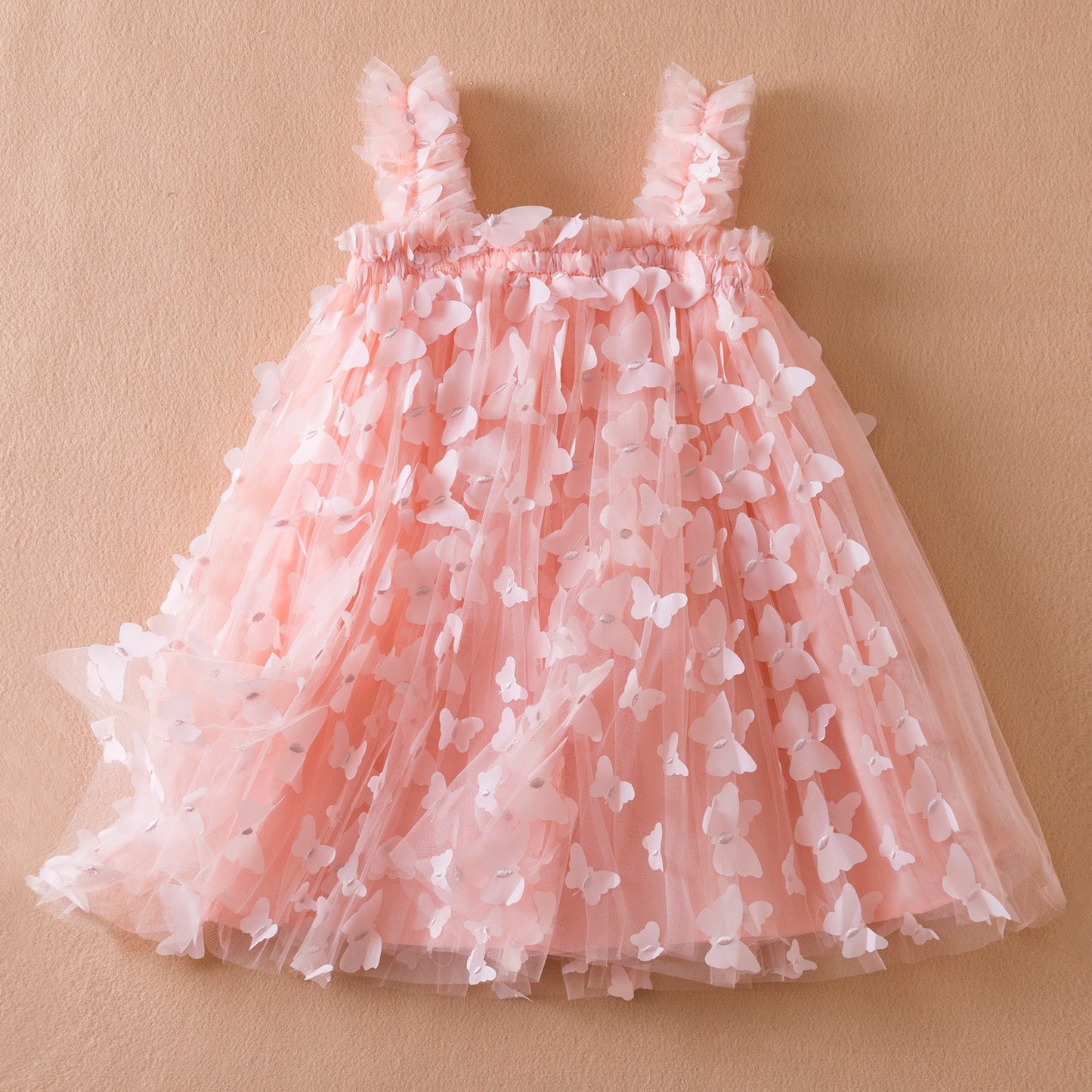 Embroidered butterfly suspender dress