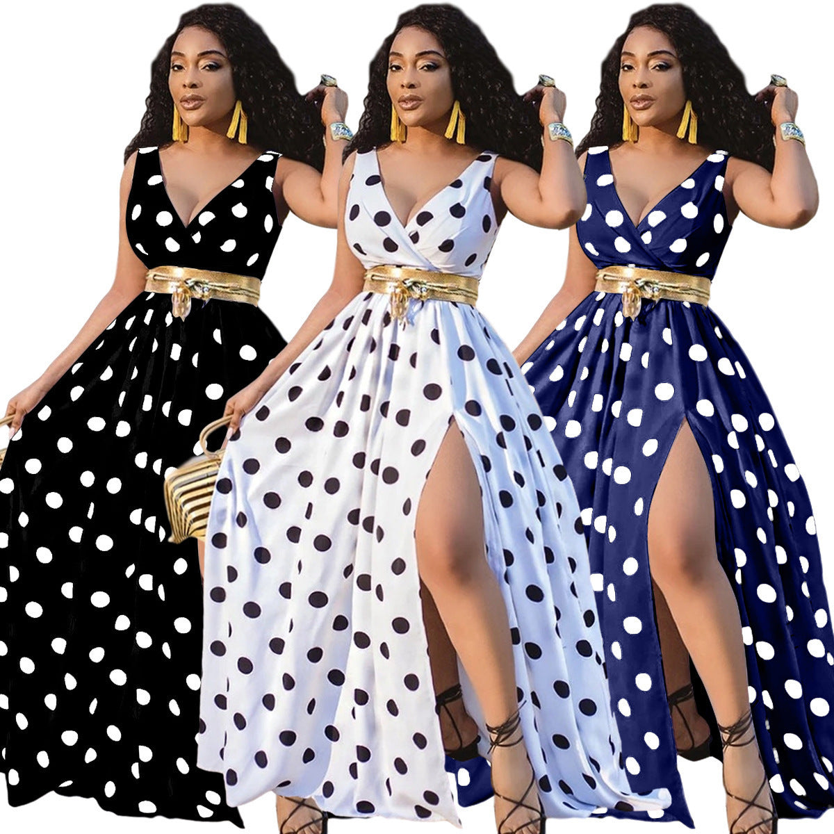 Summer Vacation Dress Gold Belt