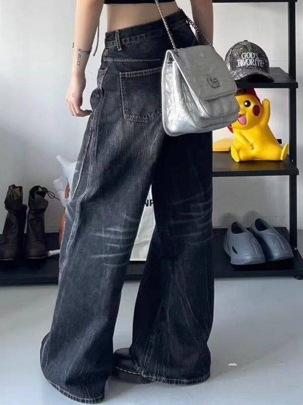 Black Low Waist Oversize Jeans