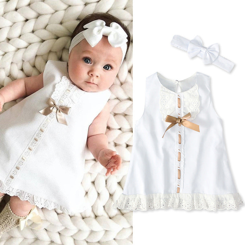 Ärmelloses Babykleid mit Schleife für Mädchen