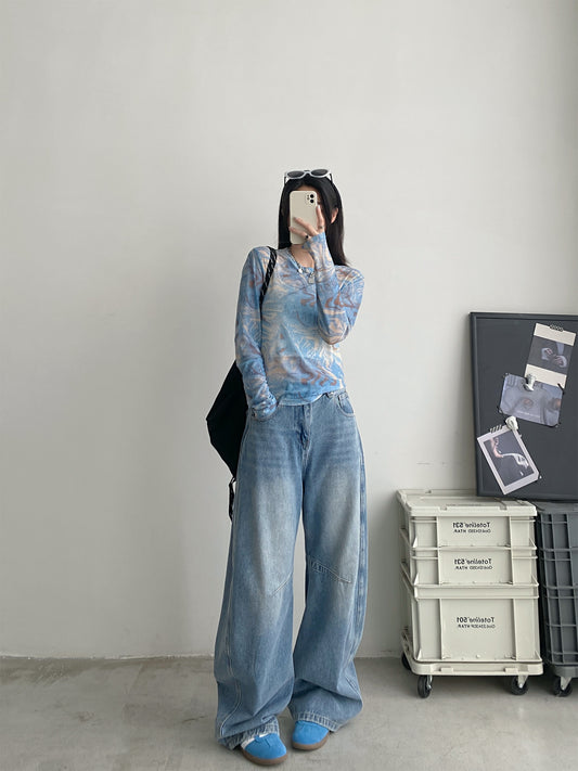 Straight Jeans With Loose Wide-leg