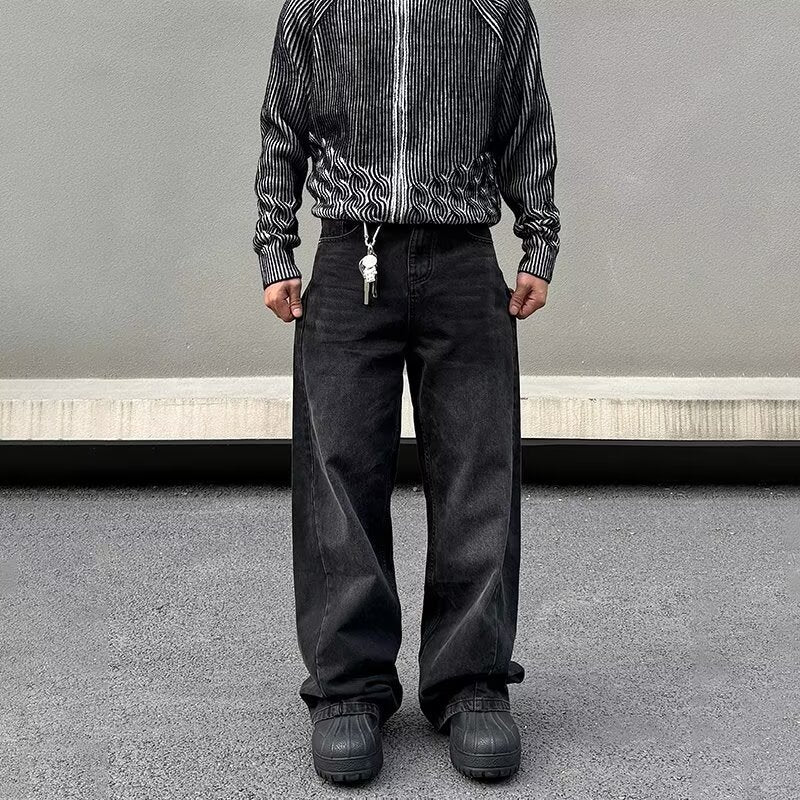 High Street Twill Fabric Retro Patchwork Jeans