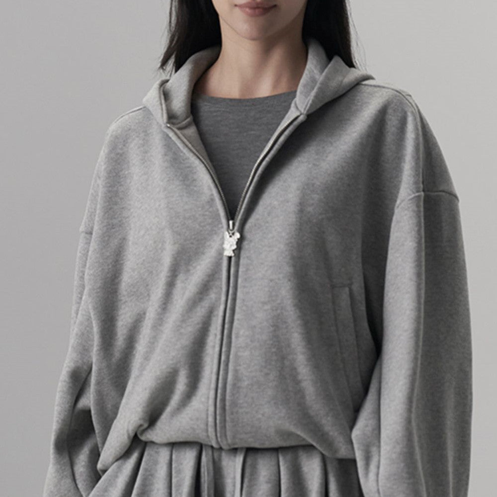Silk Wool Casual Sports Loose Fit Hoodie Half Skirt Set
