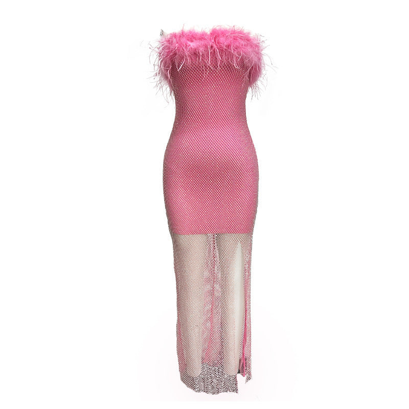 Pink  Glittery Tube top Dress