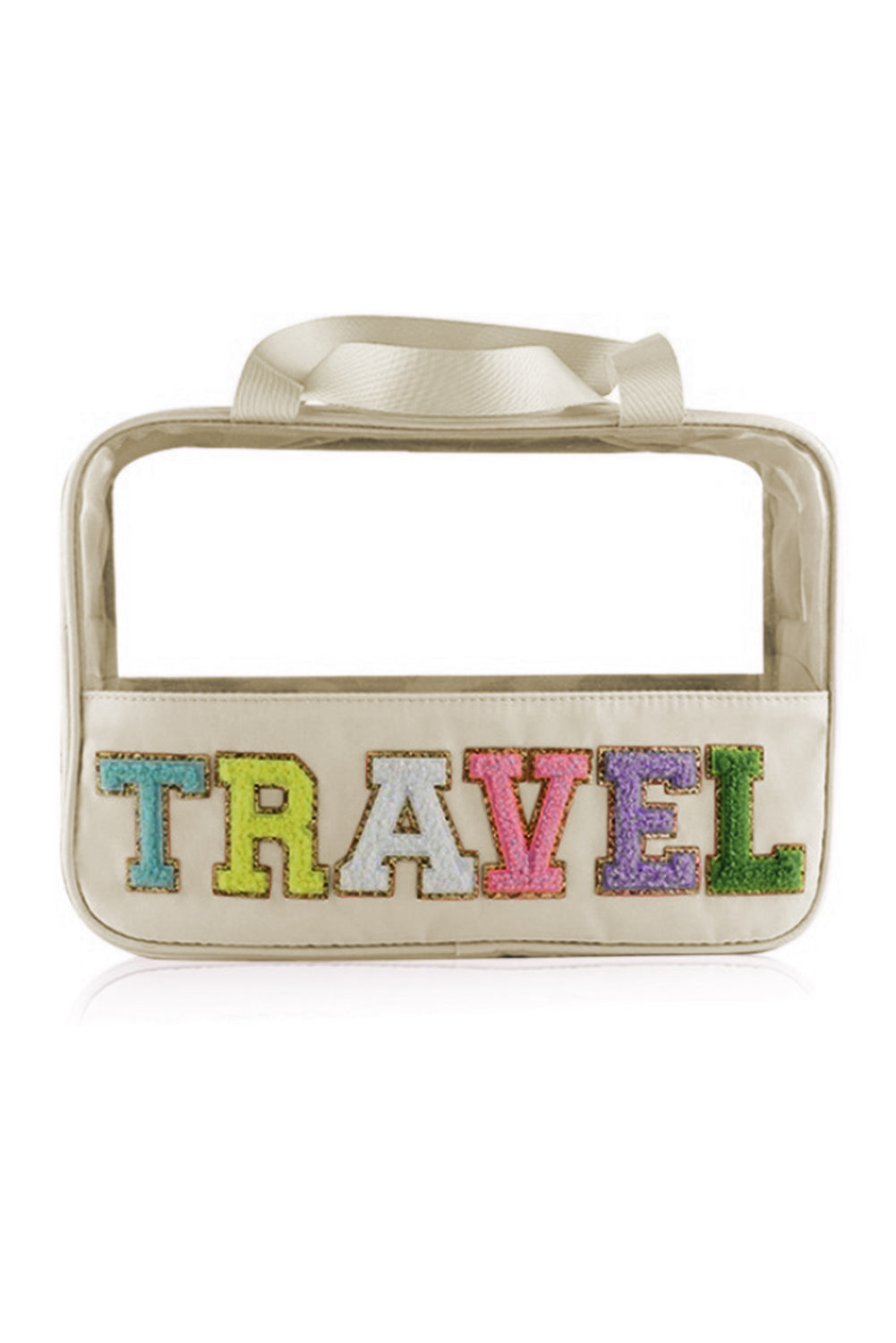 Bolsa de maquillaje transparente de viaje con diseño de pergamino