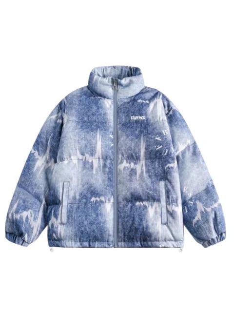 Imitation Jean Printed Cotton Padded Coat
