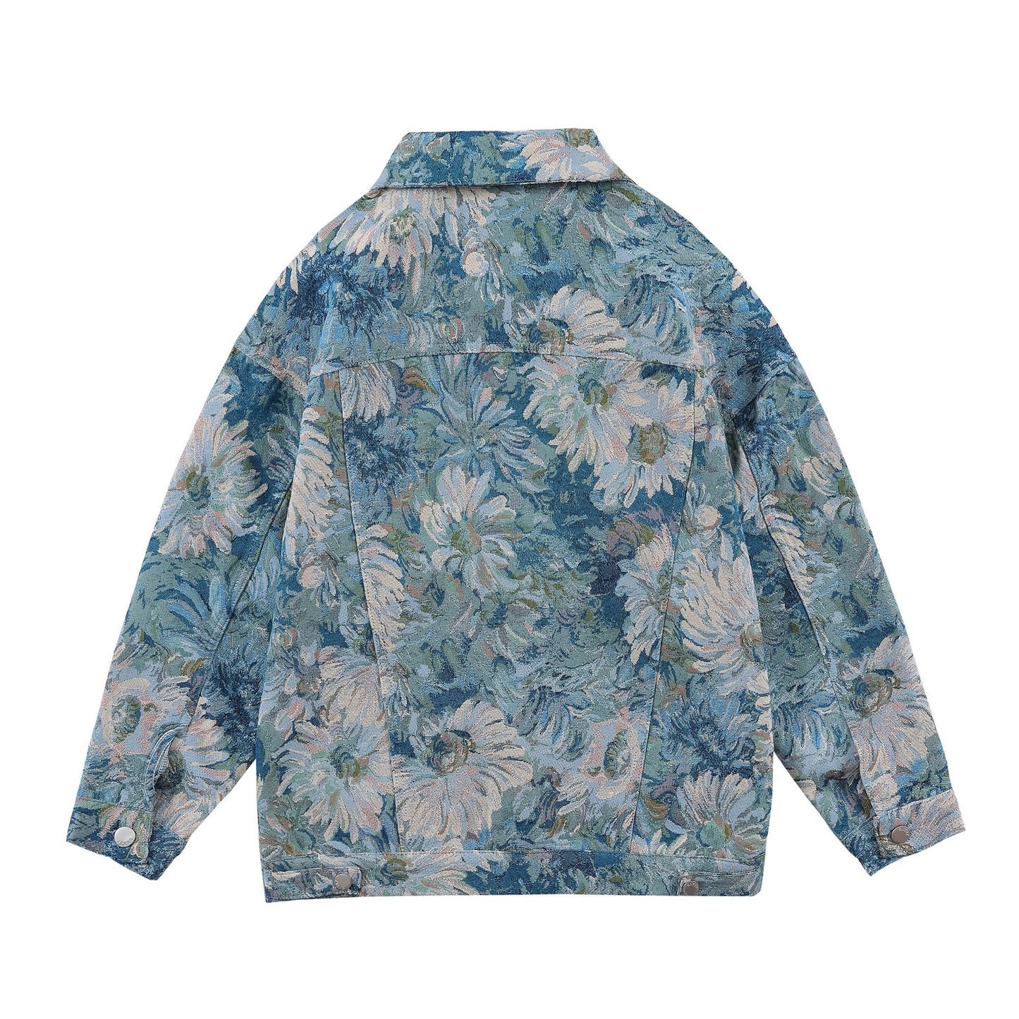 Creative Floral Denim Men Autumn Loose Jackets
