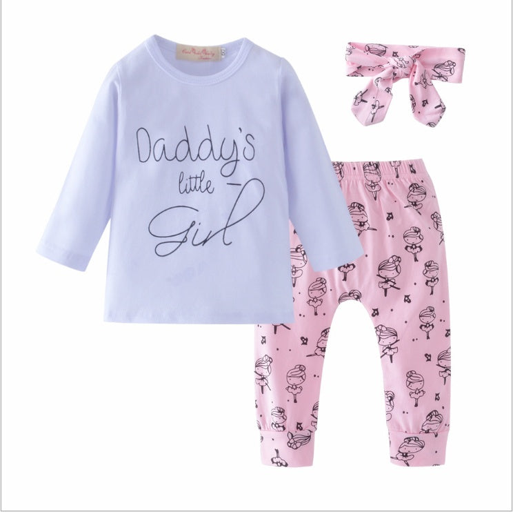 Daddy's Little Girl T-shirt Pants Headband Set