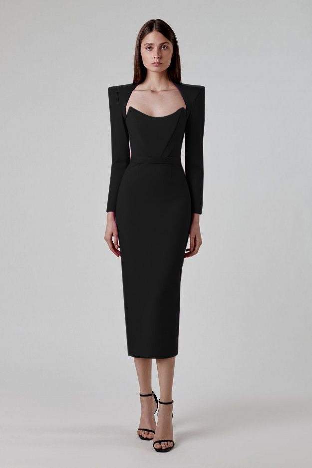 Beauty Fashion Sexy Temperament Simple Bandage Dress Long Dress
