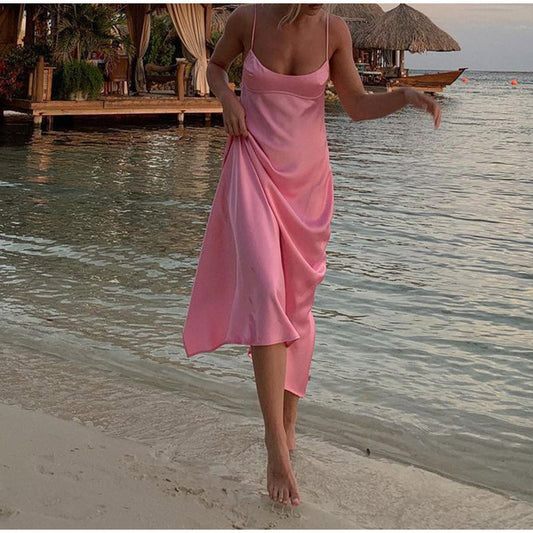 Elegant Satin Long Backless Dress
