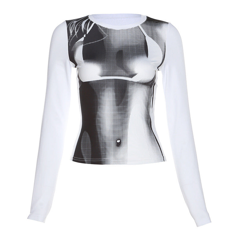 Personality 3D Digital Printing Slim Top