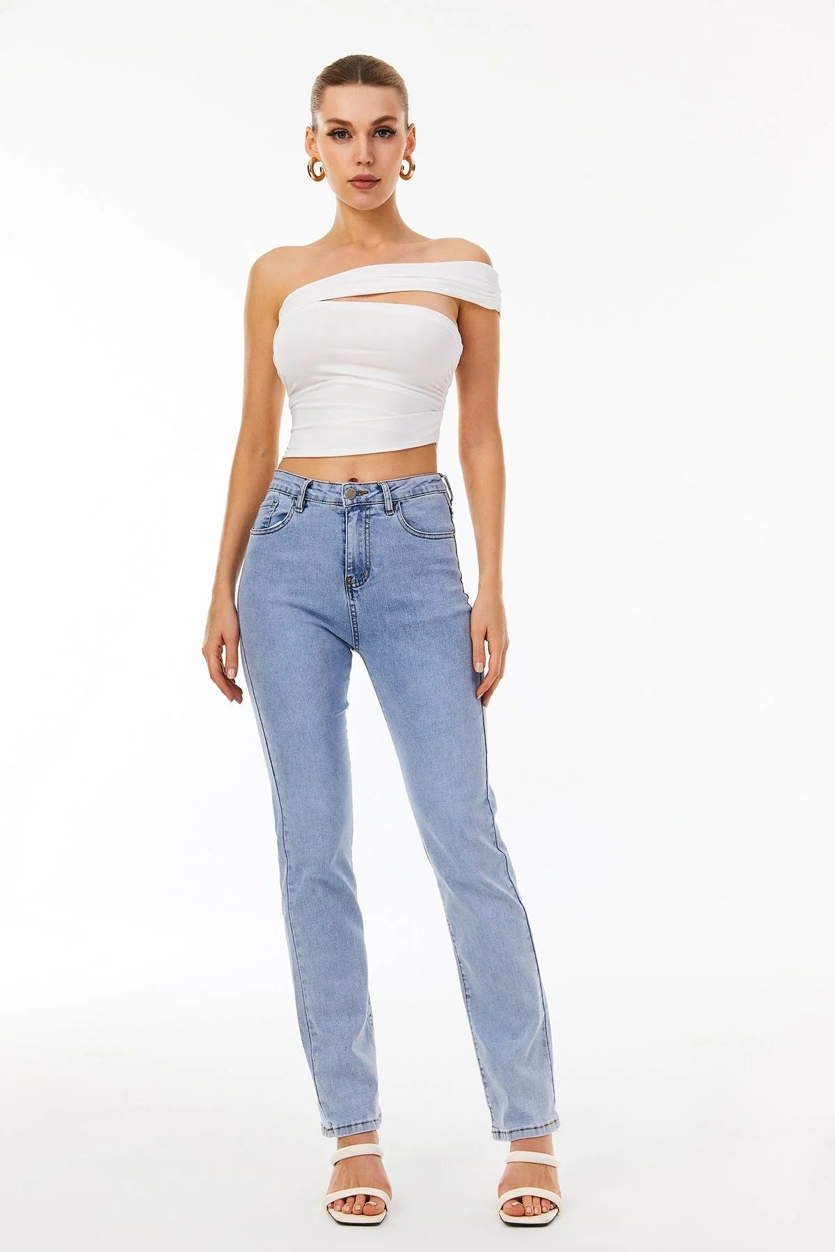 Oblique Shoulder Strap Tank Tops