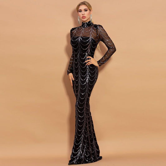 Sequins Women  Long Sleeve Party Dresses