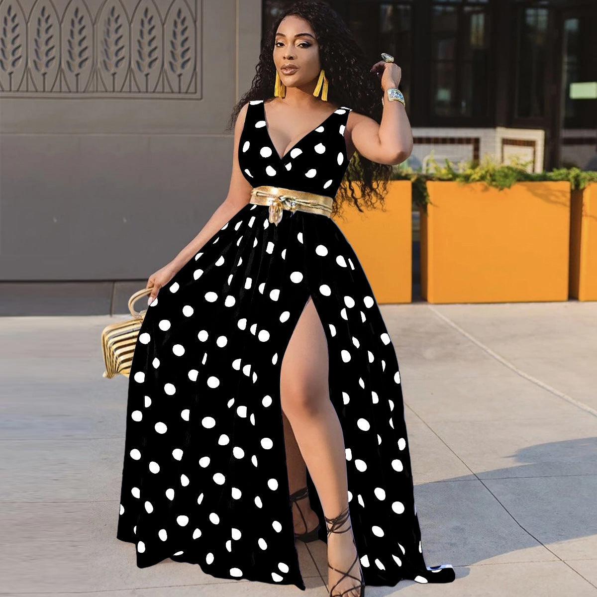 Summer Vacation Dress Gold Belt